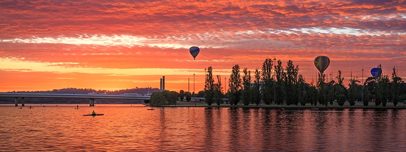 The Canberra Balloon Spectacular over Lake Burley-Griffin